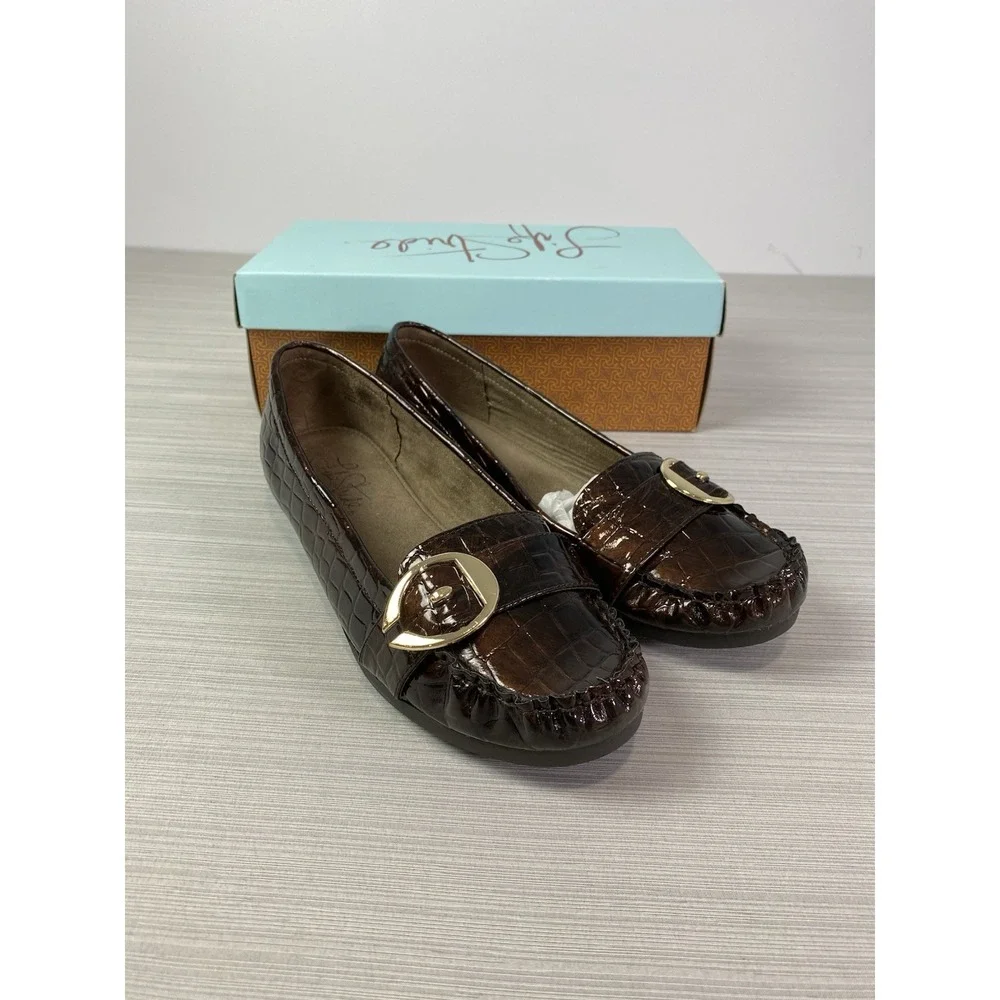 LifeStride‎ Women's Loafers Size 9.5 M Croc Print Equilla Brown
